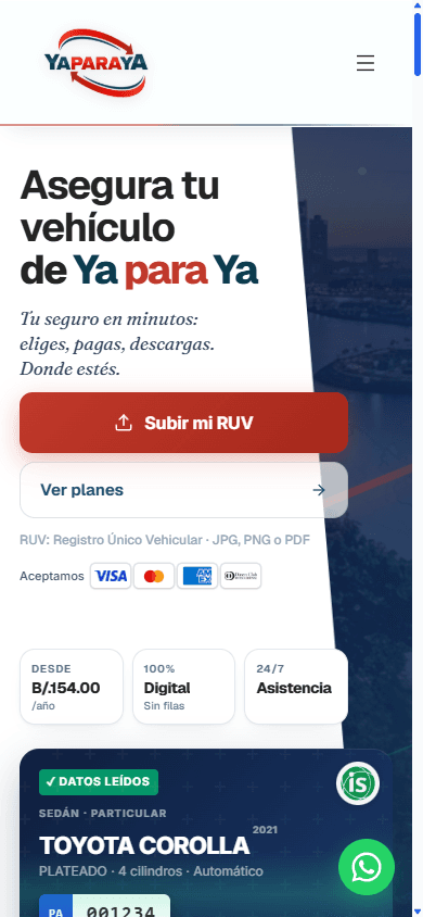 Sitio de YaparaYa en un teléfono